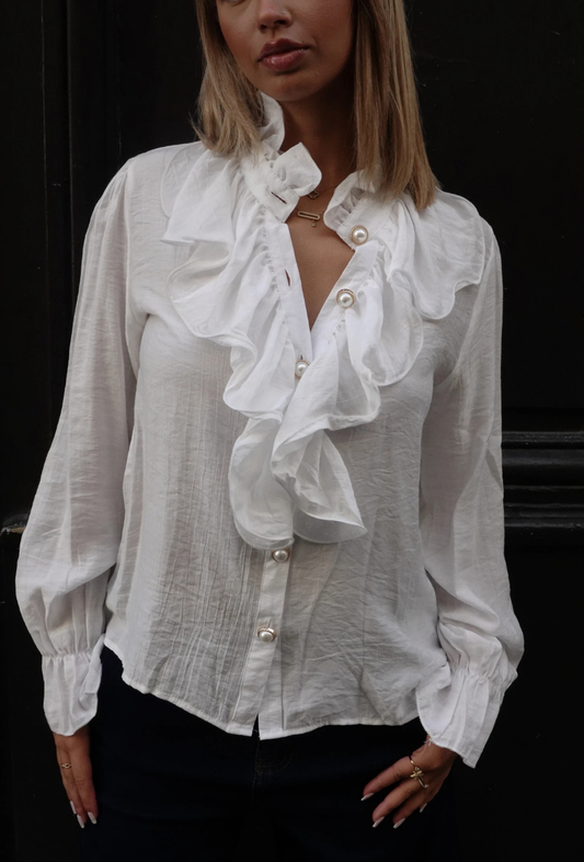 Chemisier jolis boutons en nacre disponible en deux couleurs - Serena