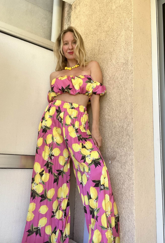 ensemble pantalon palazzo et top - citrina