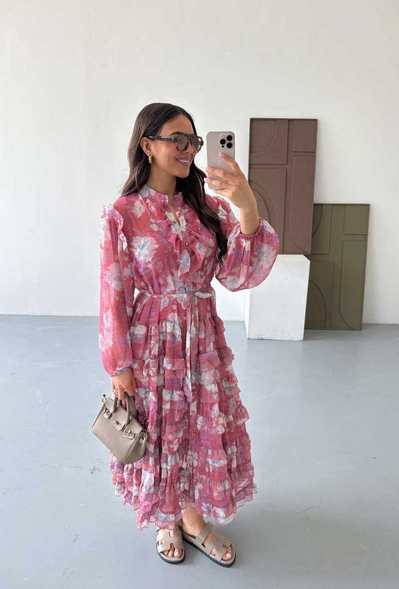 PRÉ-COMMANDE robe longue fleurie rose dernier RÉASSORT - Brittany
