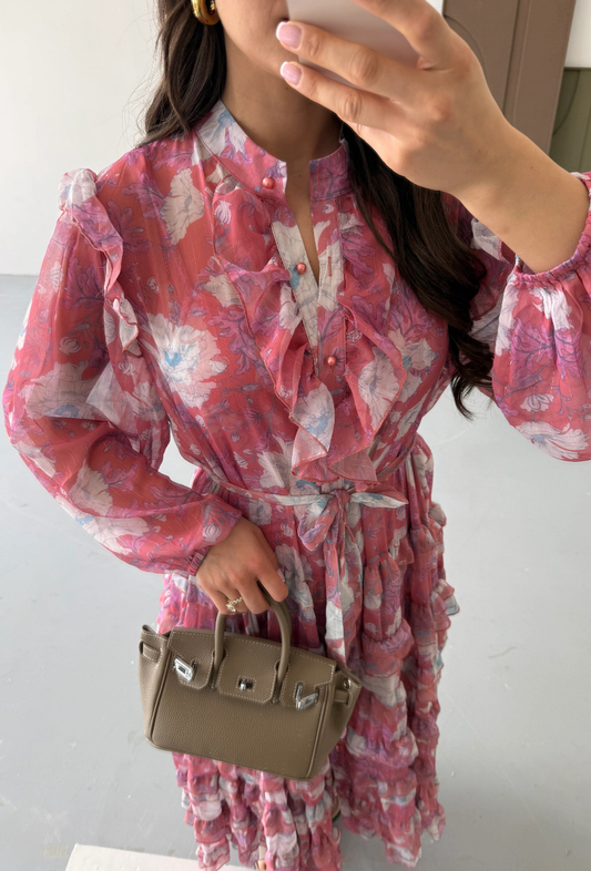 pré-commande robe longue fleurie rose dernier réassort - brittany
