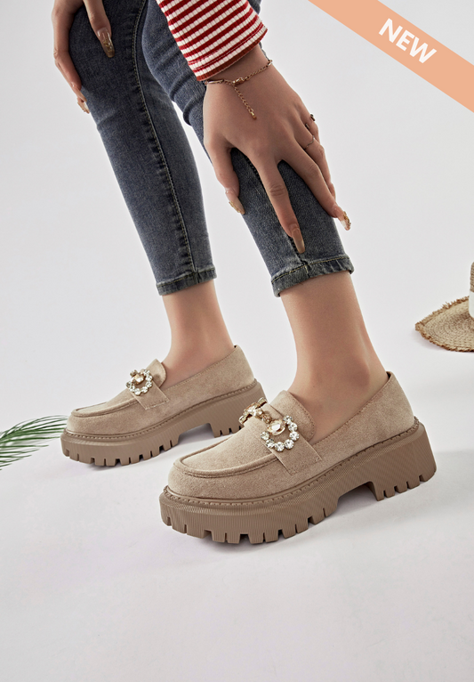 Pré-commande - Mocassins compensés - Beige