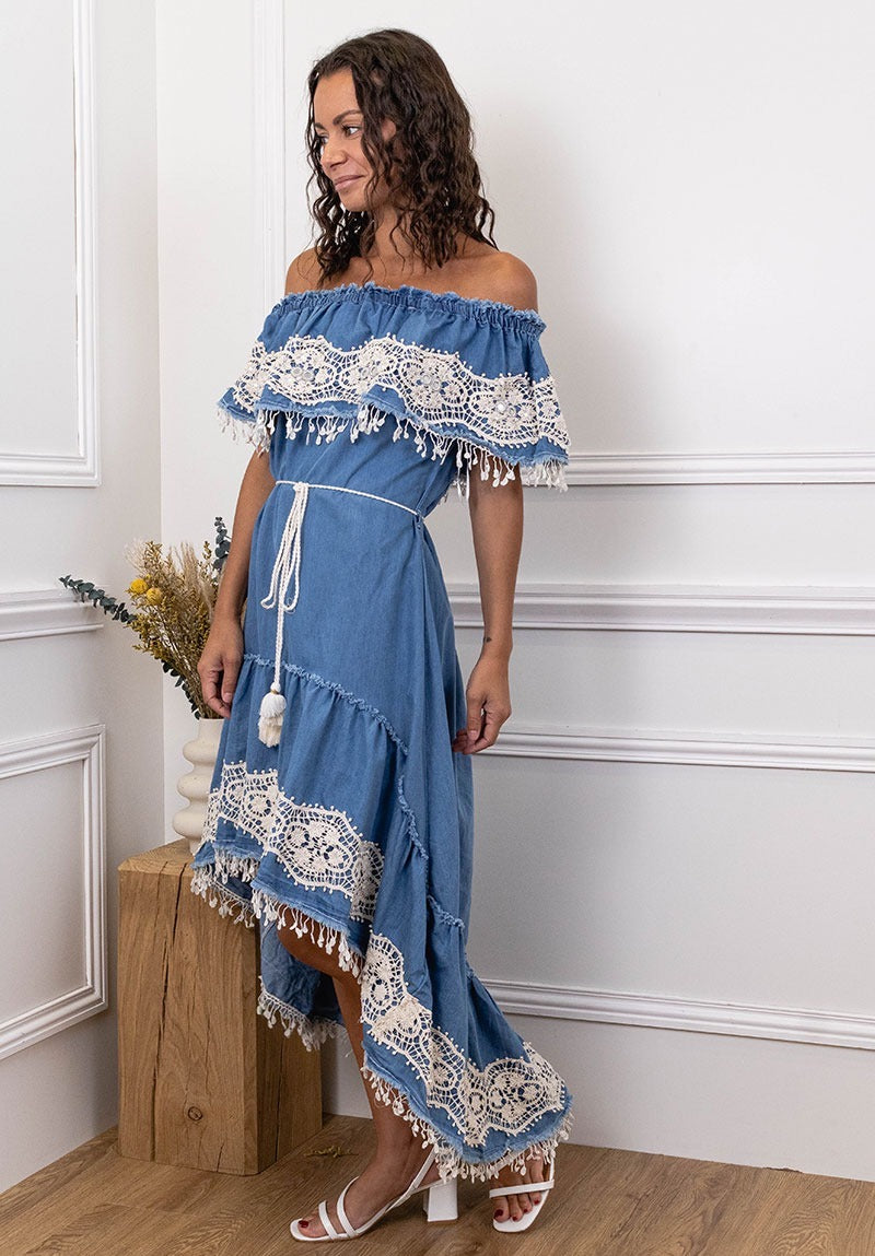 Robe à manches courtes motif mosaïques en coton - Maria