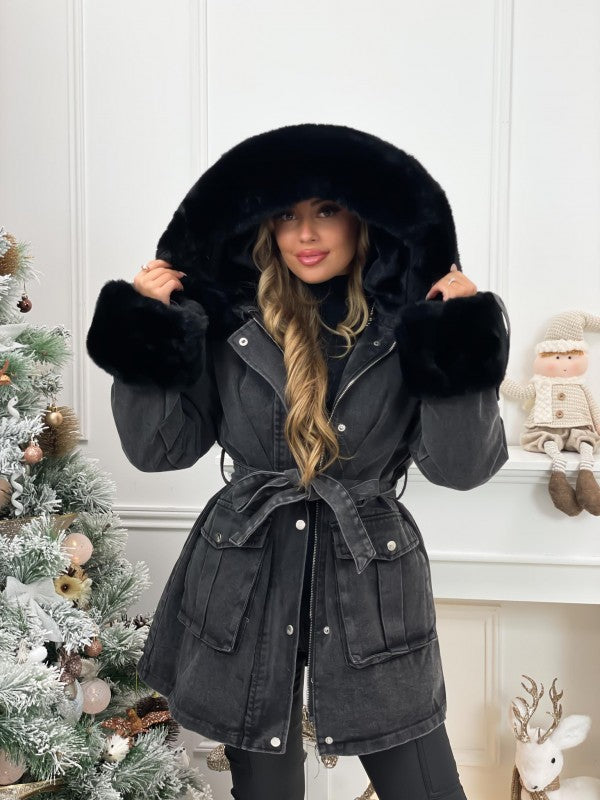 Back in stock manteau avec fourrure chic et tendance - Romy
